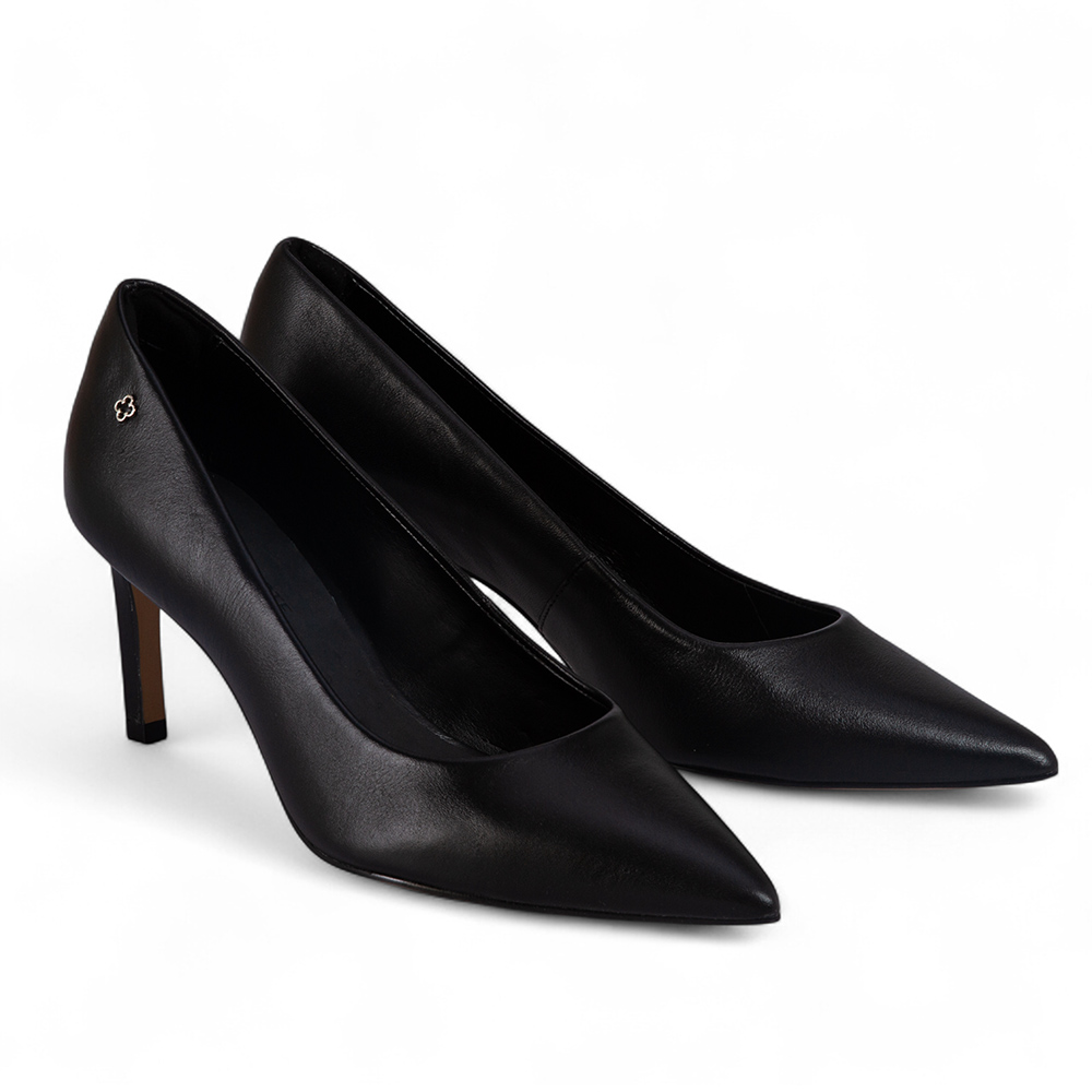 SCARPIN SALTO ALTO PRETO DE COURO image number 1