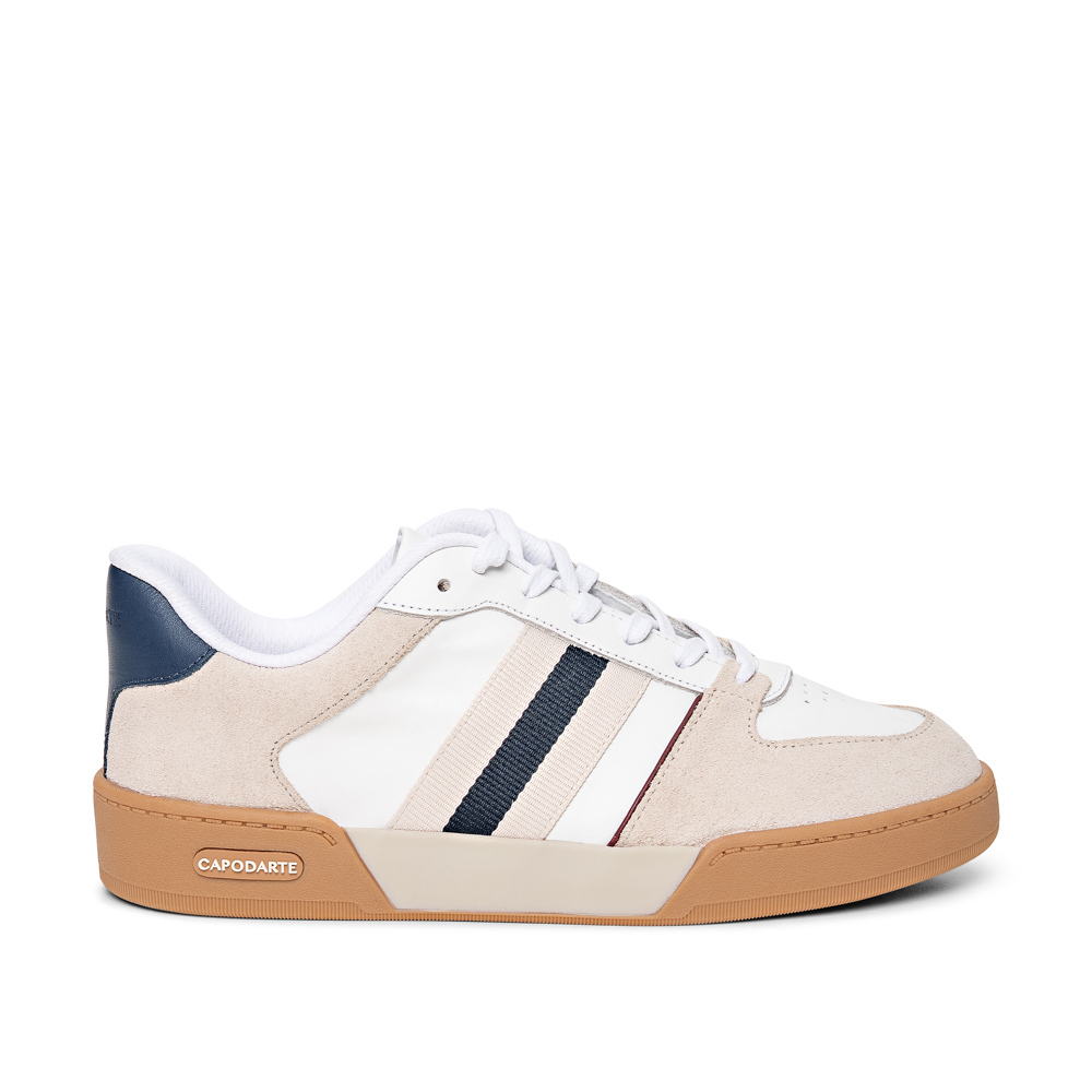 TÊNIS FEMININO BRANCO E MARINHO AZZURRO DE COURO AMARRAÇÃO image number 0