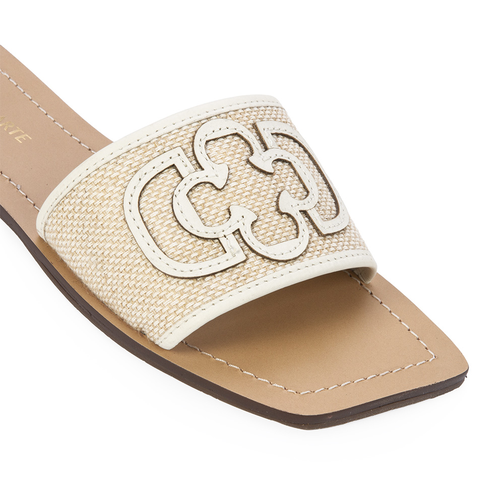 CHINELO SLIDE BRANCO DUNA DE COURO JUTA CRU image number 2