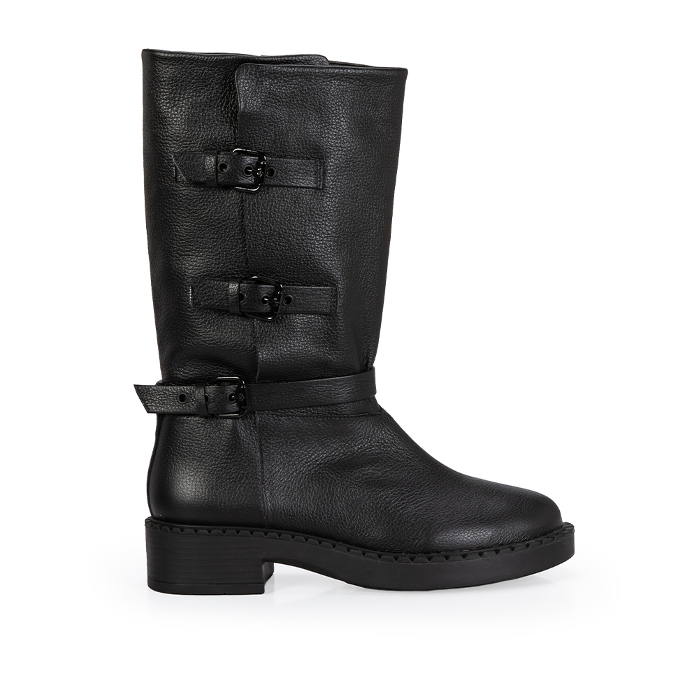 BOTA PRETA CANO LONGO FIVELAS COURO image number 0