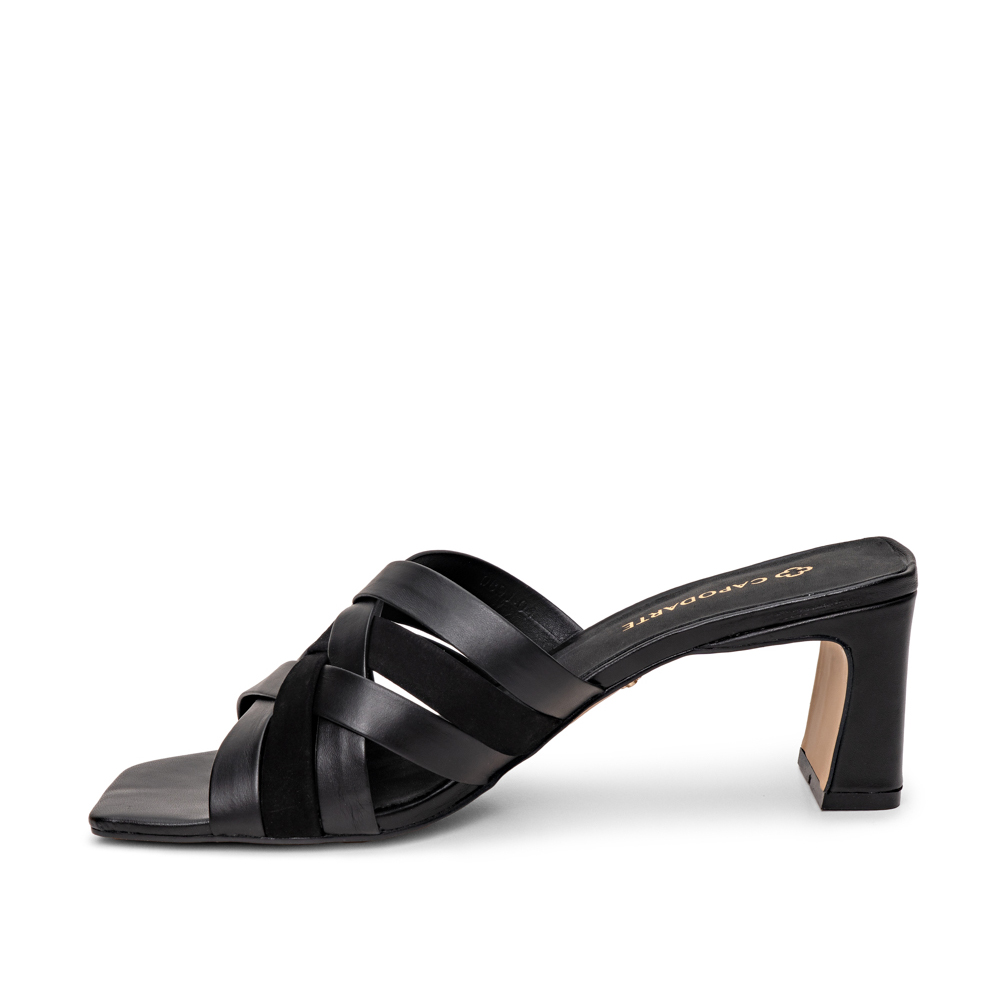 MULE PRETA COURO NOBUCK TRAMADA image number 2