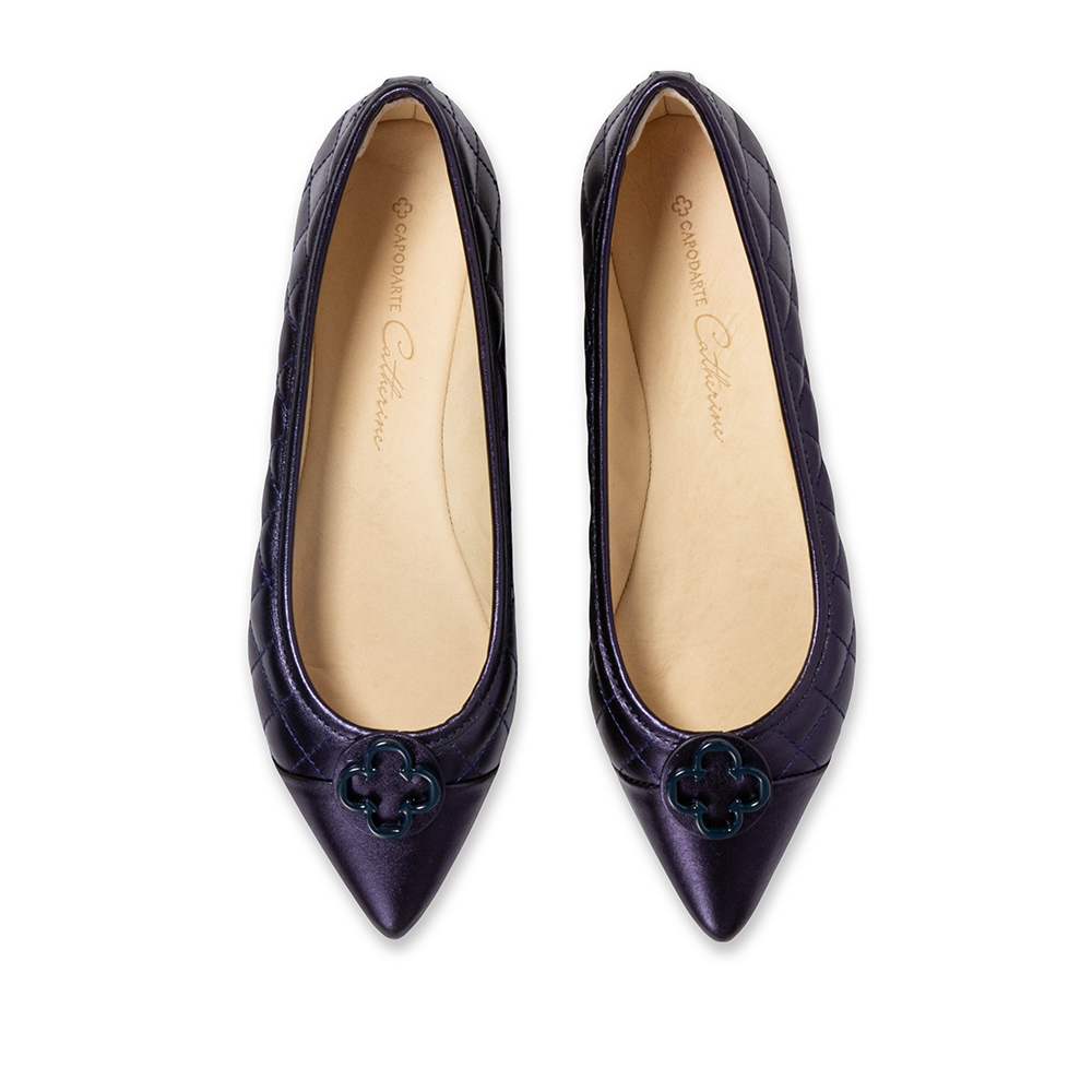 SAPATILHA CATHERINE BICO FINO MARINHO AZZURRO DE COURO MATELASS&Ecirc; image number 4