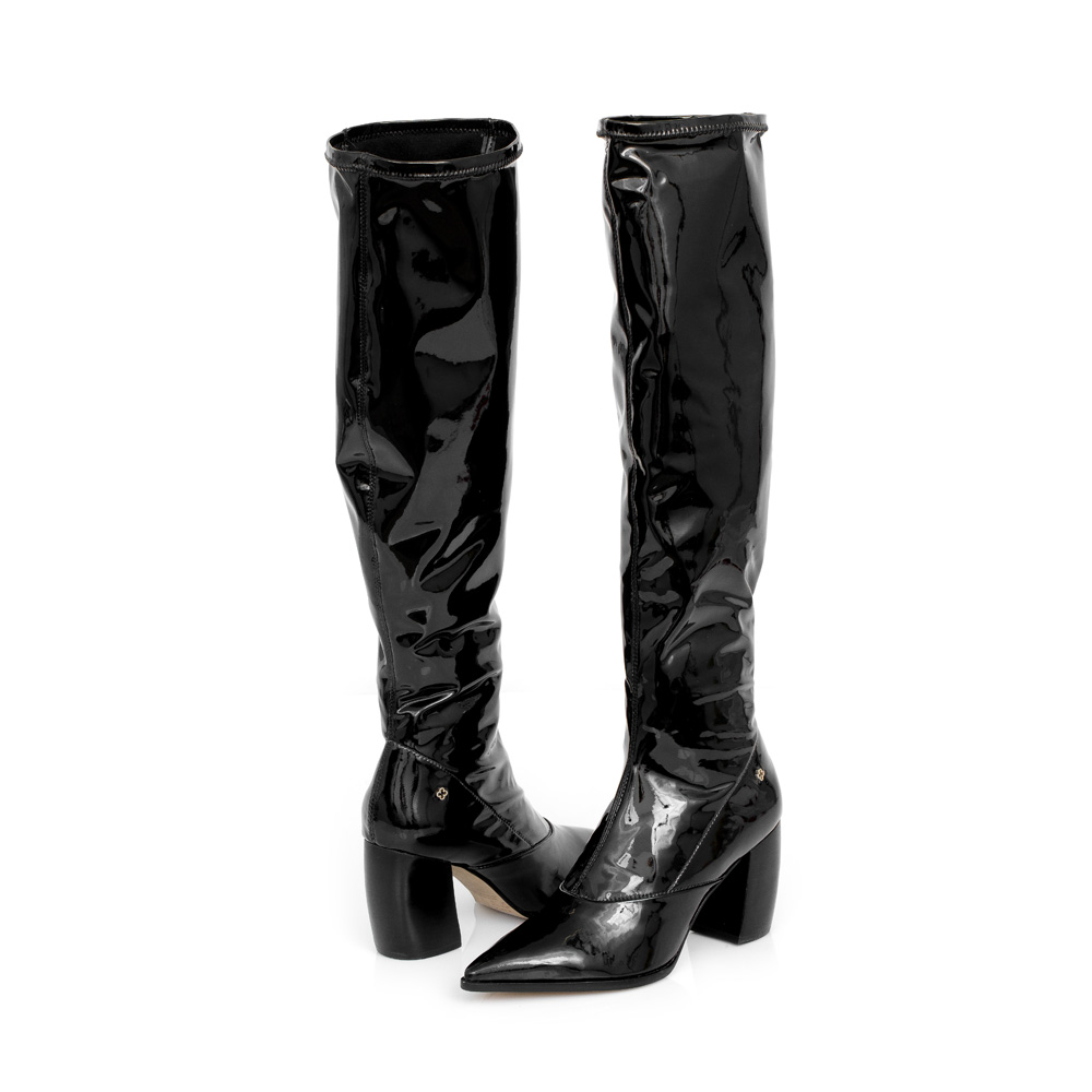 BOTA OVER PRETA VERNIZ SALTO BLOCO image number 3