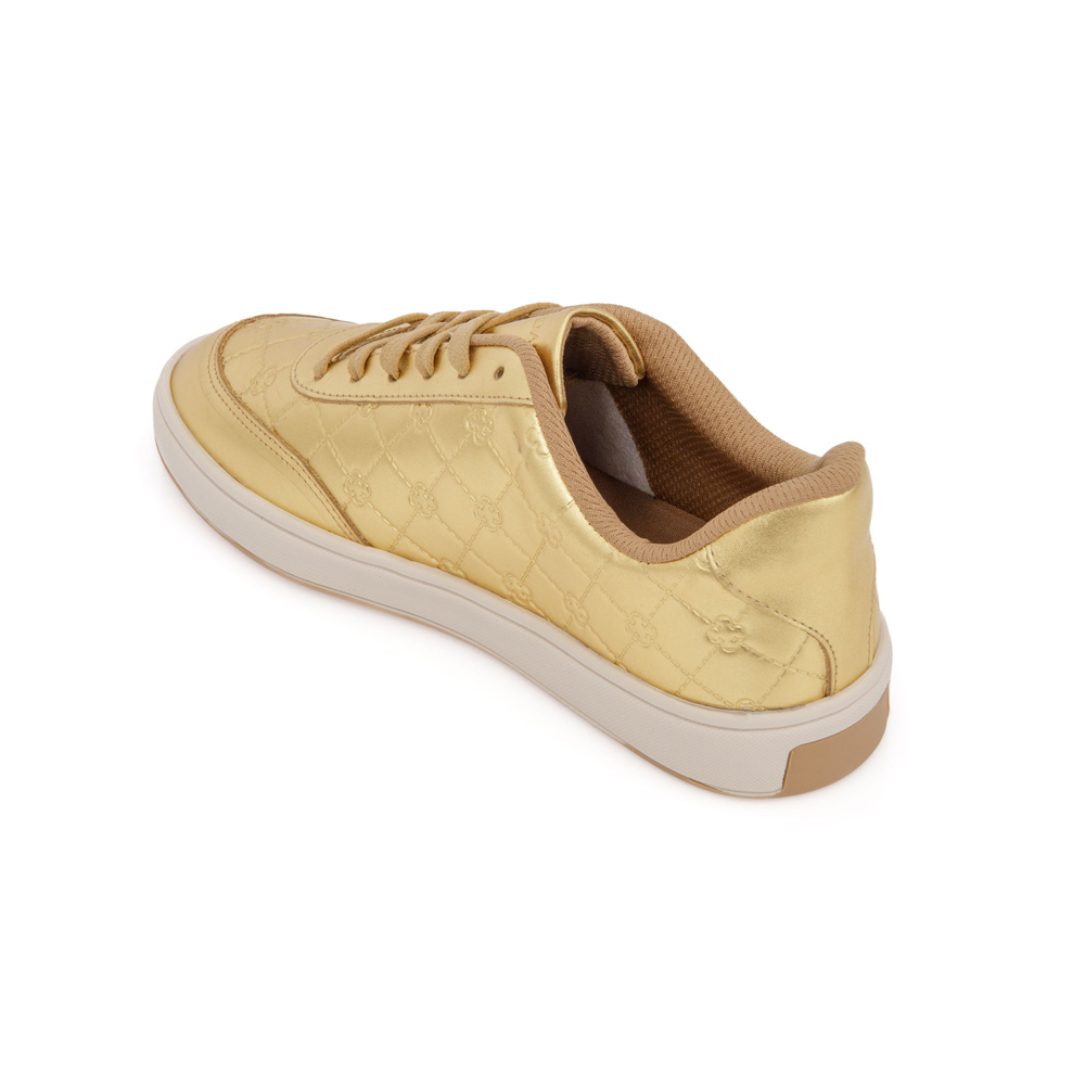 TÊNIS FEMININO DE COURO DOURADO METALIZADO MONOGRAMA image number 2