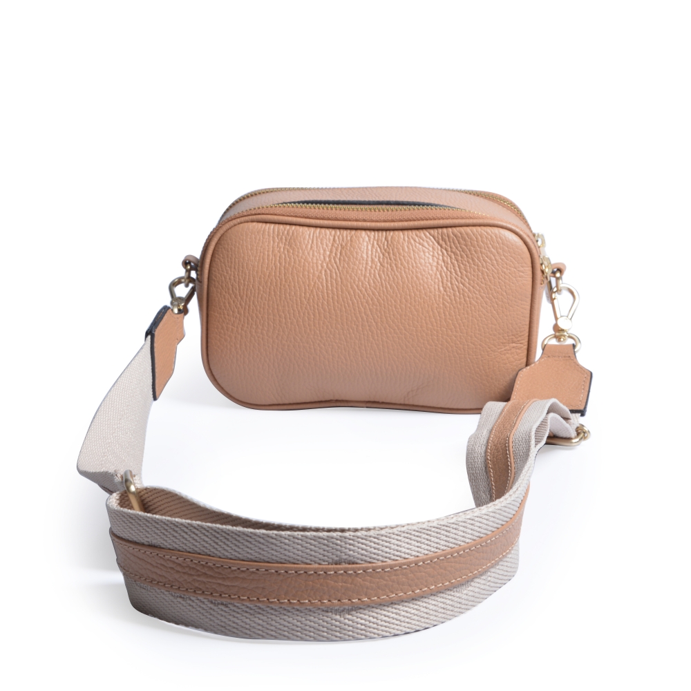 BOLSA TIRACOLO COURO BEGE NATURALE image number 4