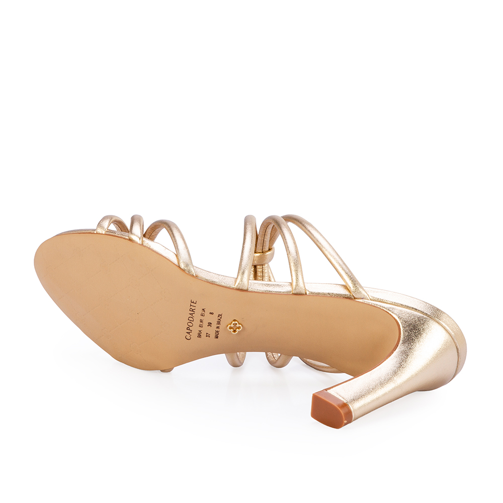 MULE SALTO M&Eacute;DIO DOURADO CLARO DE COURO image number 3