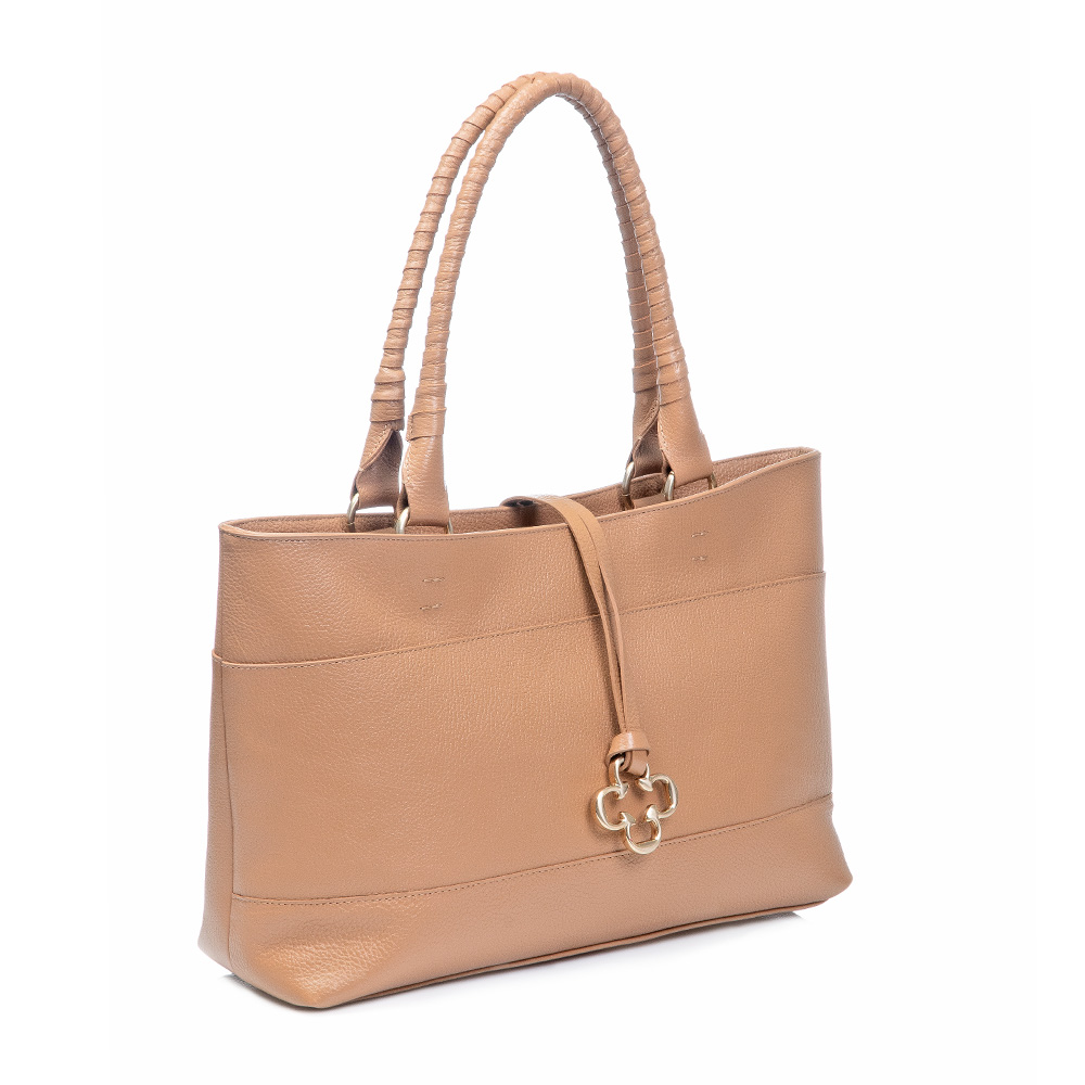 BOLSA GRANDE DE COURO BEGE NATURALE SHOPPER image number 3