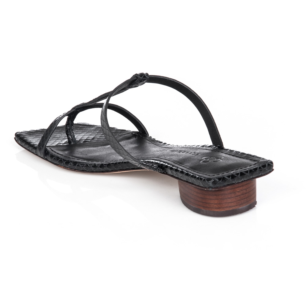 MULE PRETA SALTO BAIXO COURO PITONE image number 2