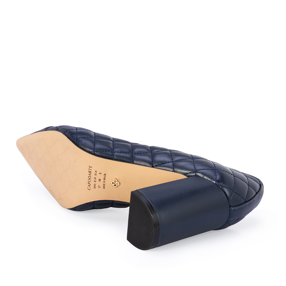 SCARPIN SALTO BLOCO MARINHO AZZURRO DE COURO MATELASS&Ecirc; image number 3