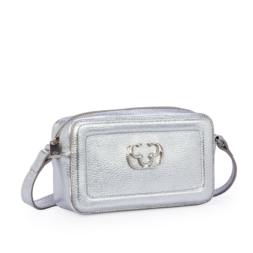 BOLSA TIRACOLO PRATEADA METALIZADA DE COURO SHOULDER BAG image number 3