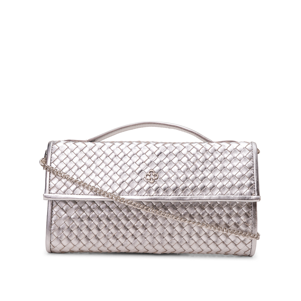 BOLSA CLUTCH PRATEADA DE COURO TRESS&Ecirc; image number 0