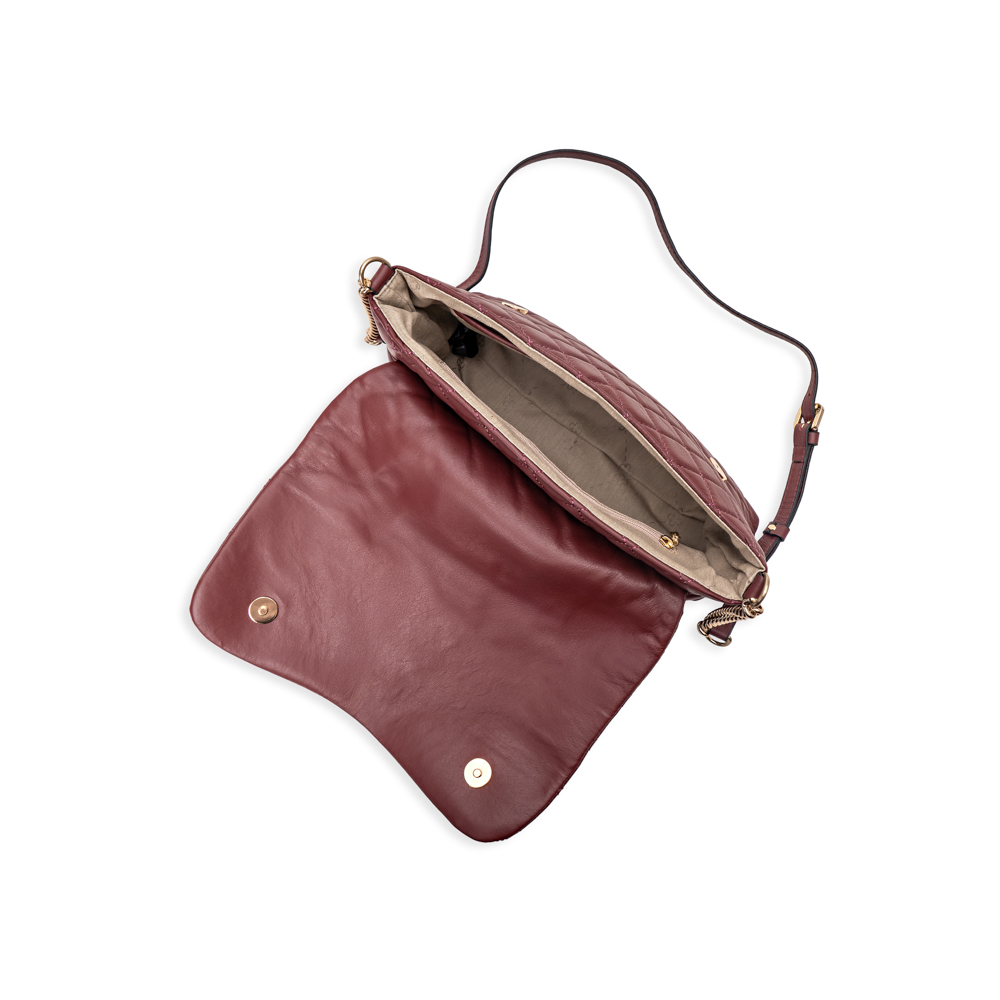 BOLSA BORGONHA DE COURO MATELASSÊ SHOULDER BAG image number 4