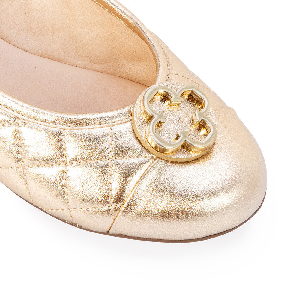 SAPATILHA DOURADA COURO BICO REDONDO CATHERINE image number 2