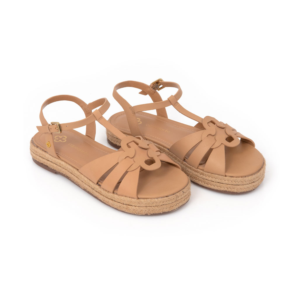 SANDÁLIA SALTO PLATAFORMA BEGE COURO image number 1