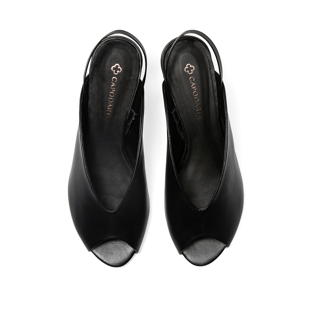 SANDÁLIA PEEP TOE PRETA DE COURO image number 4