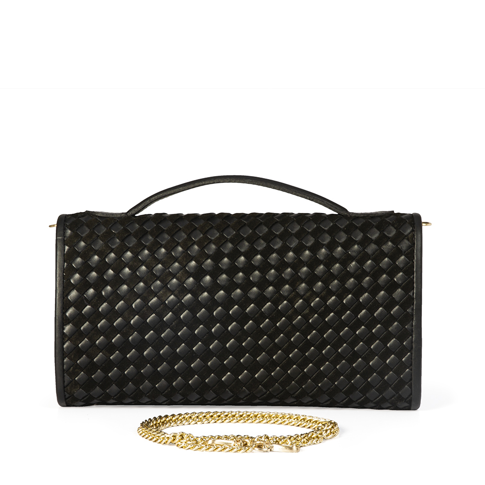 BOLSA CLUTCH PRETA DE COURO TRESSÊ image number 2