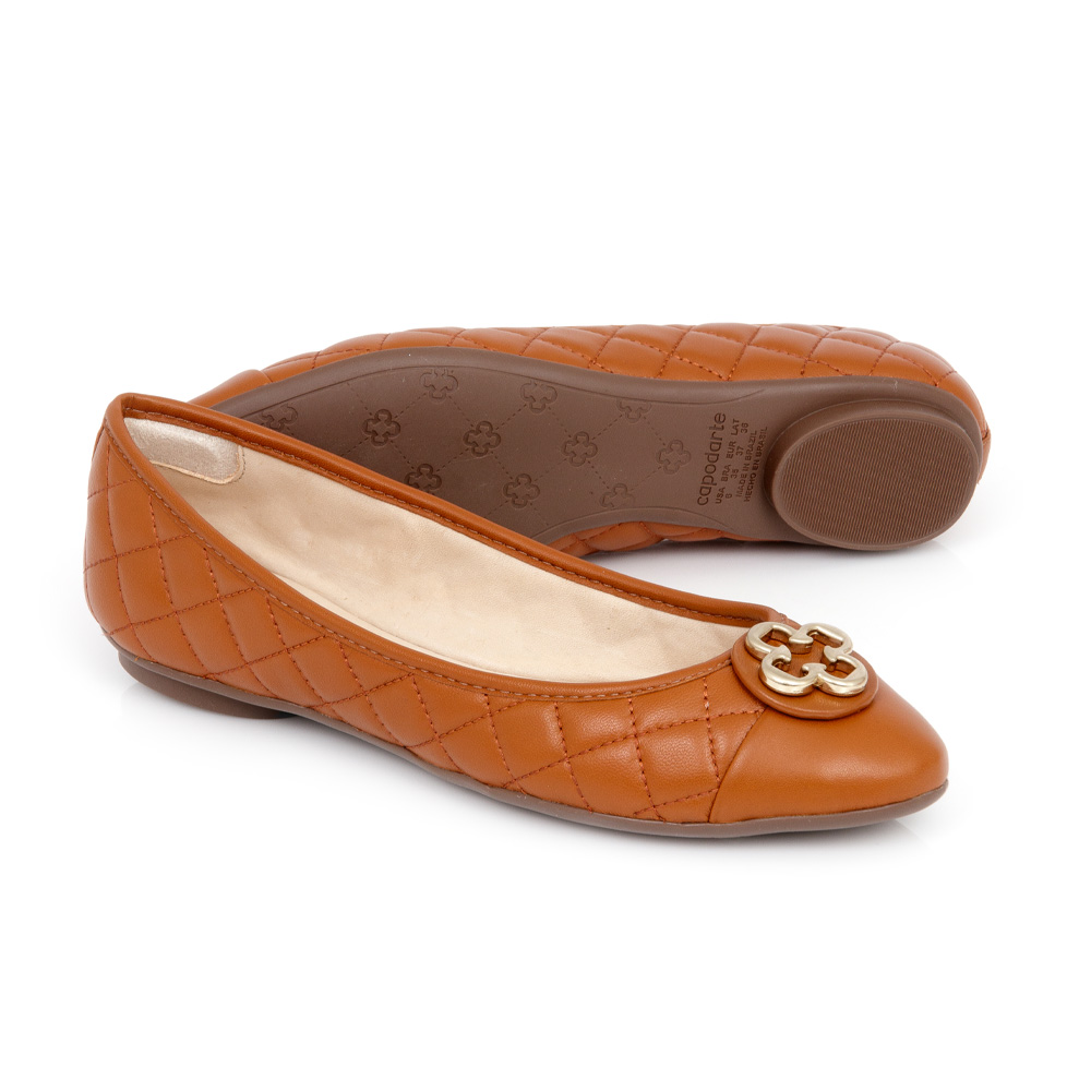 SAPATILHA CATHERINE MODERNITÁ CARAMELO CAMEL DE COURO image number 3