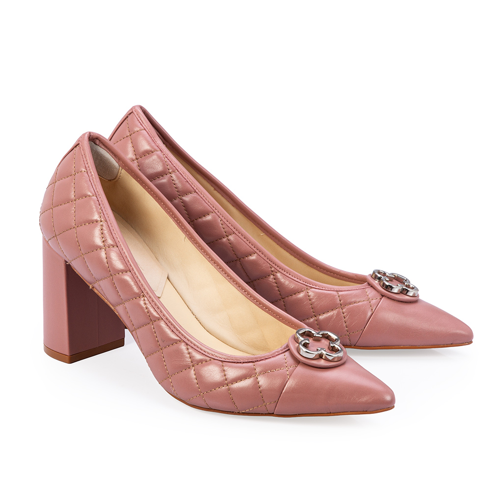 SCARPIN ROSA MALVA DE COURO MATELASS&Ecirc; image number 2