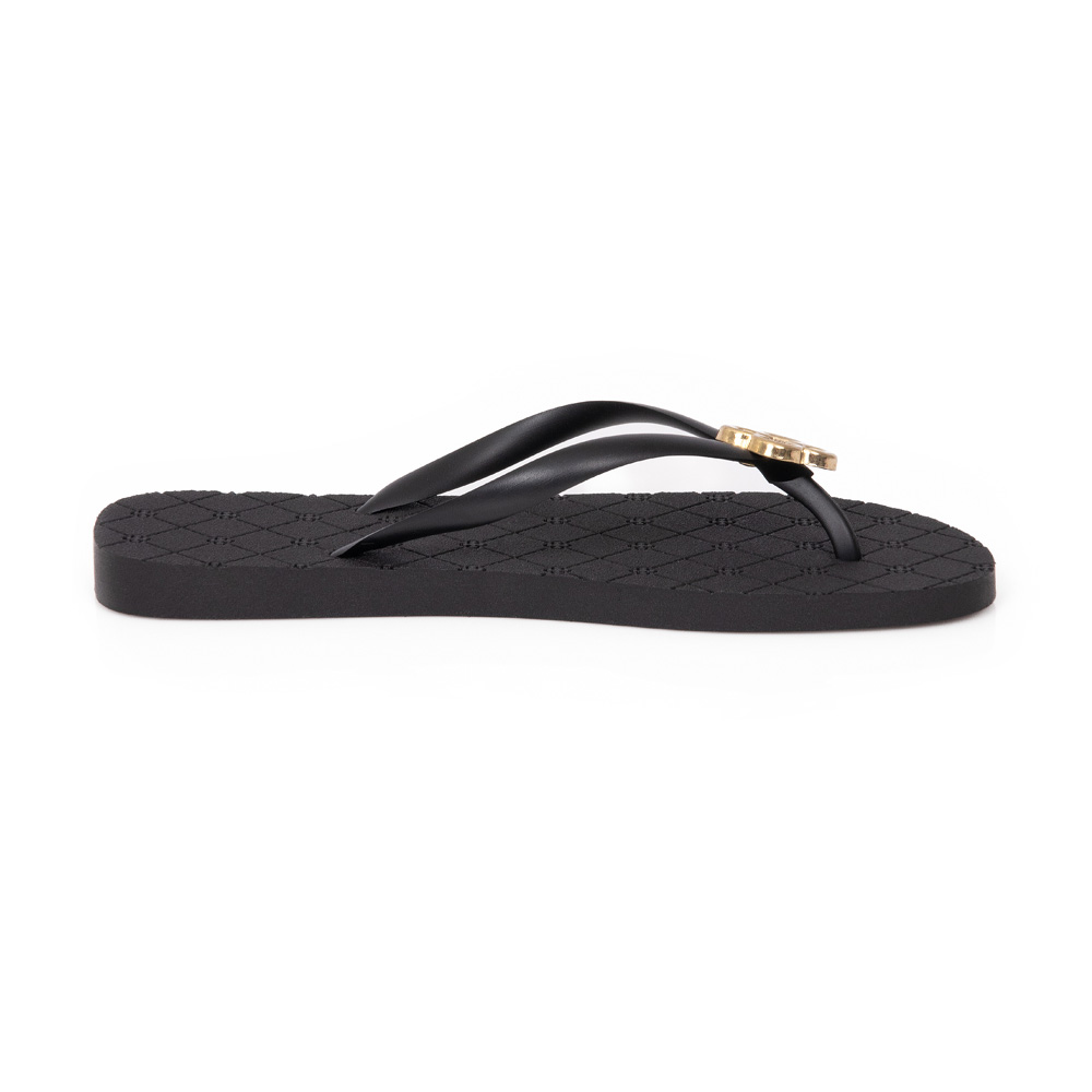CHINELO DE DEDO MONOGRAMA PRETO LOGO DOURADO image number 0