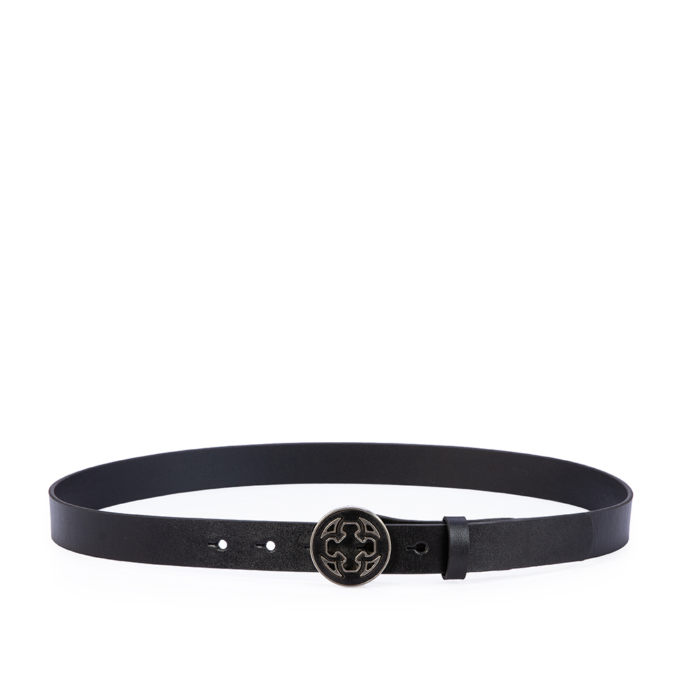 CINTO FEMININO PRETO DE COURO FIVELA REDONDA image number 1