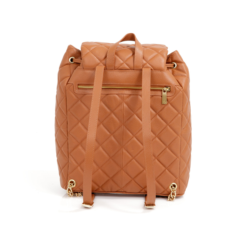 MOCHILA FEMININA CARAMELO DE COURO BACK PACK image number 3