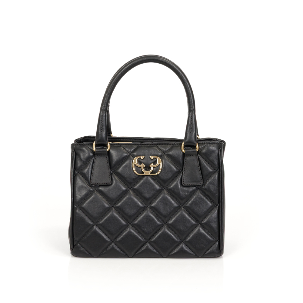 BOLSA TOTE PRETA DE COURO MATELASS&Ecirc; image number 0