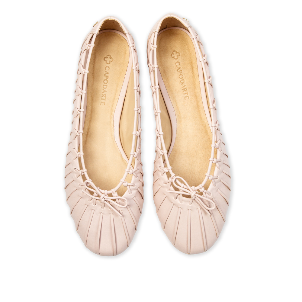 SAPATILHA ROSA PE&Ocirc;NIA DE COURO COM TRAMA image number 4