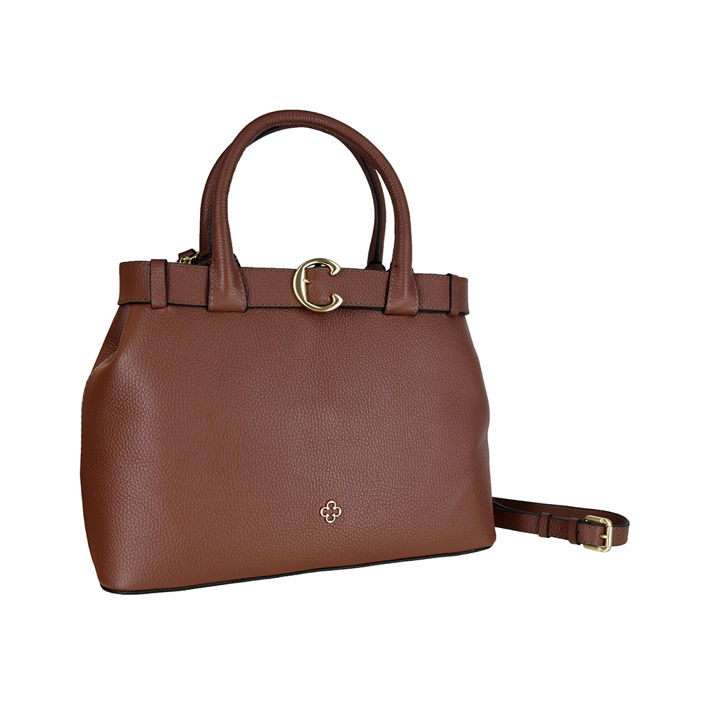 BOLSA MÉDIA MARROM DE COURO TOTE image number 4
