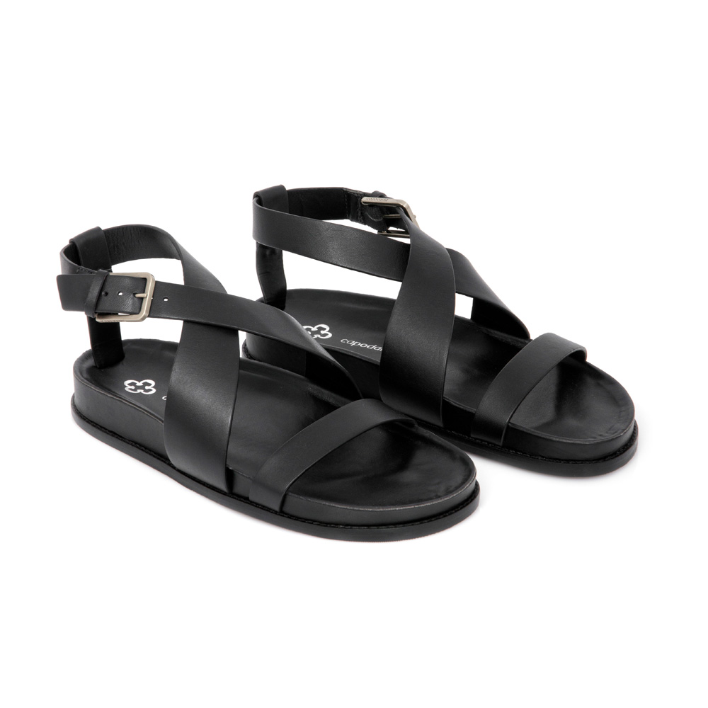 PAPETE PRETA DE COURO TIRAS LARGAS image number 1