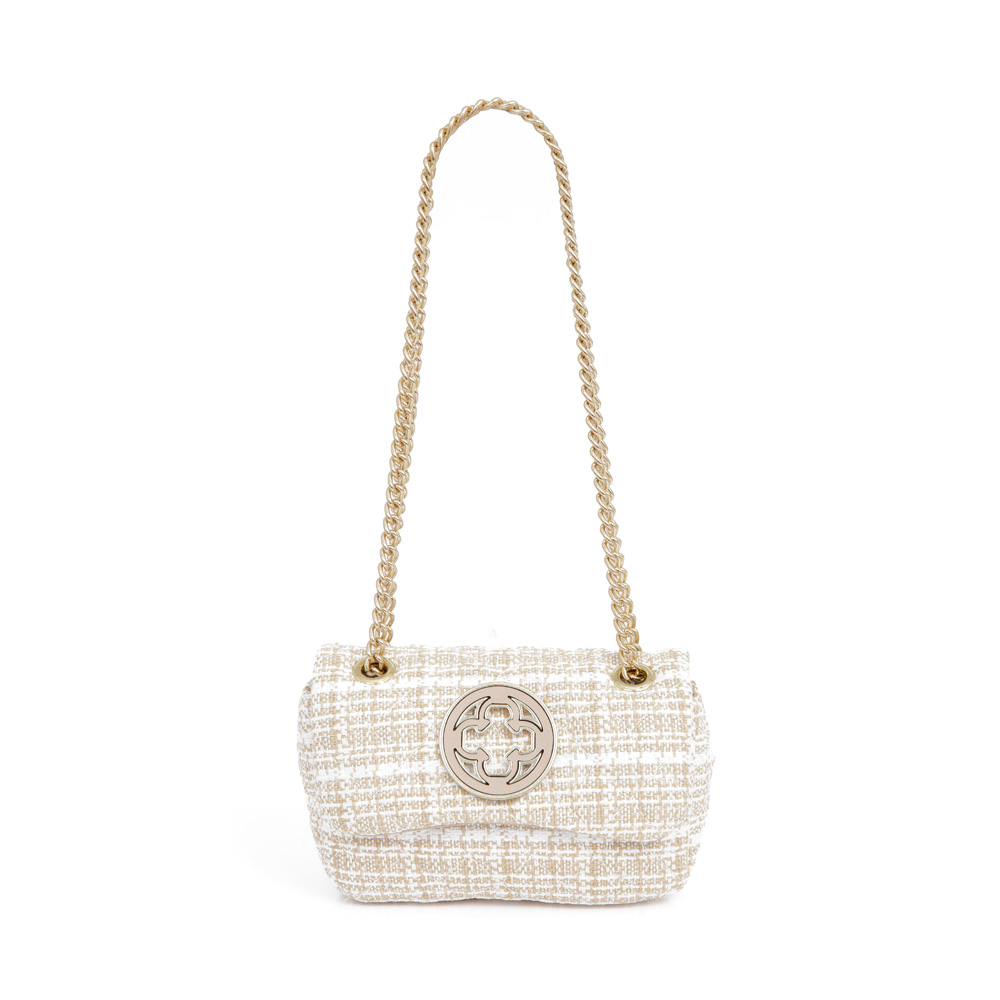 BOLSA TIRACOLO TWEED NUDE SEDA ALÇA CORRENTE image number 0