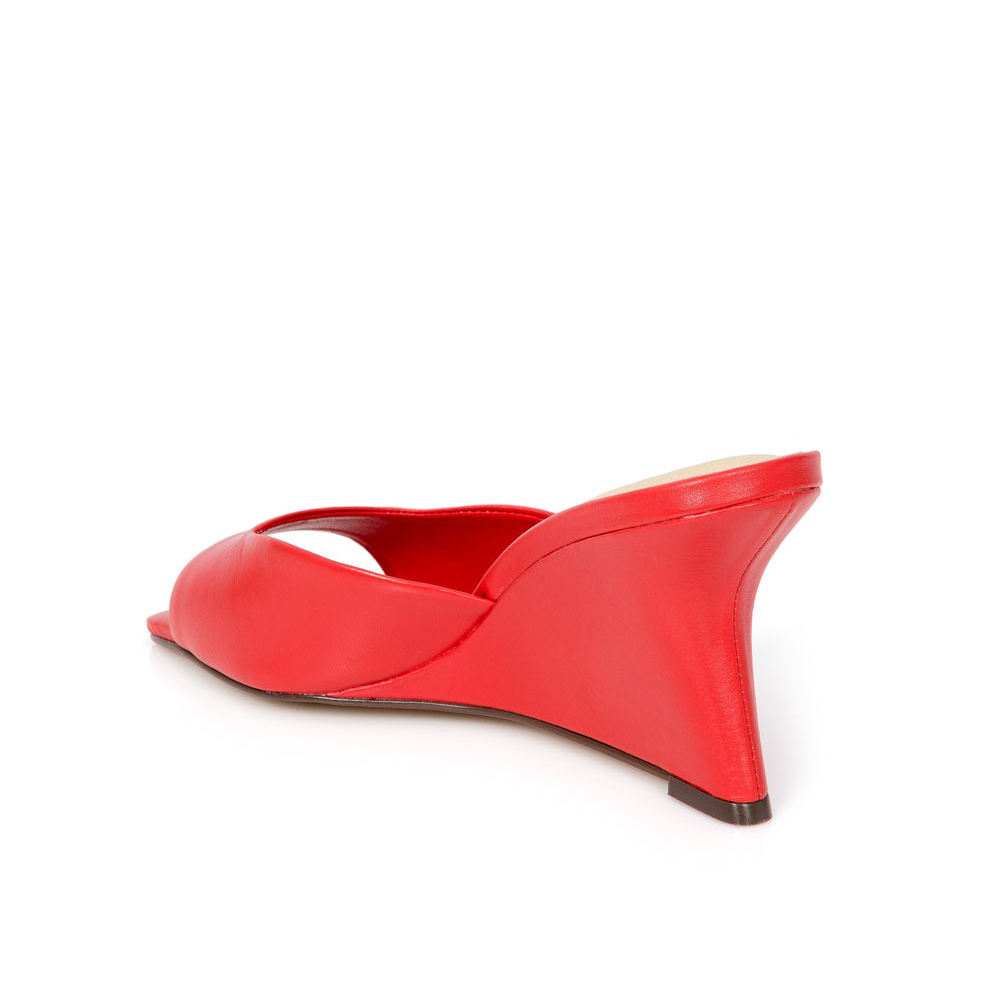 MULE SALTO ANABELA RUBI VERMELHA DE COURO image number 2