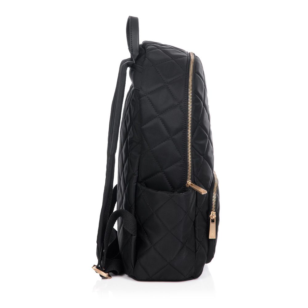 MOCHILA FEMININA PRETA NYLON MATELASSÊ image number 1