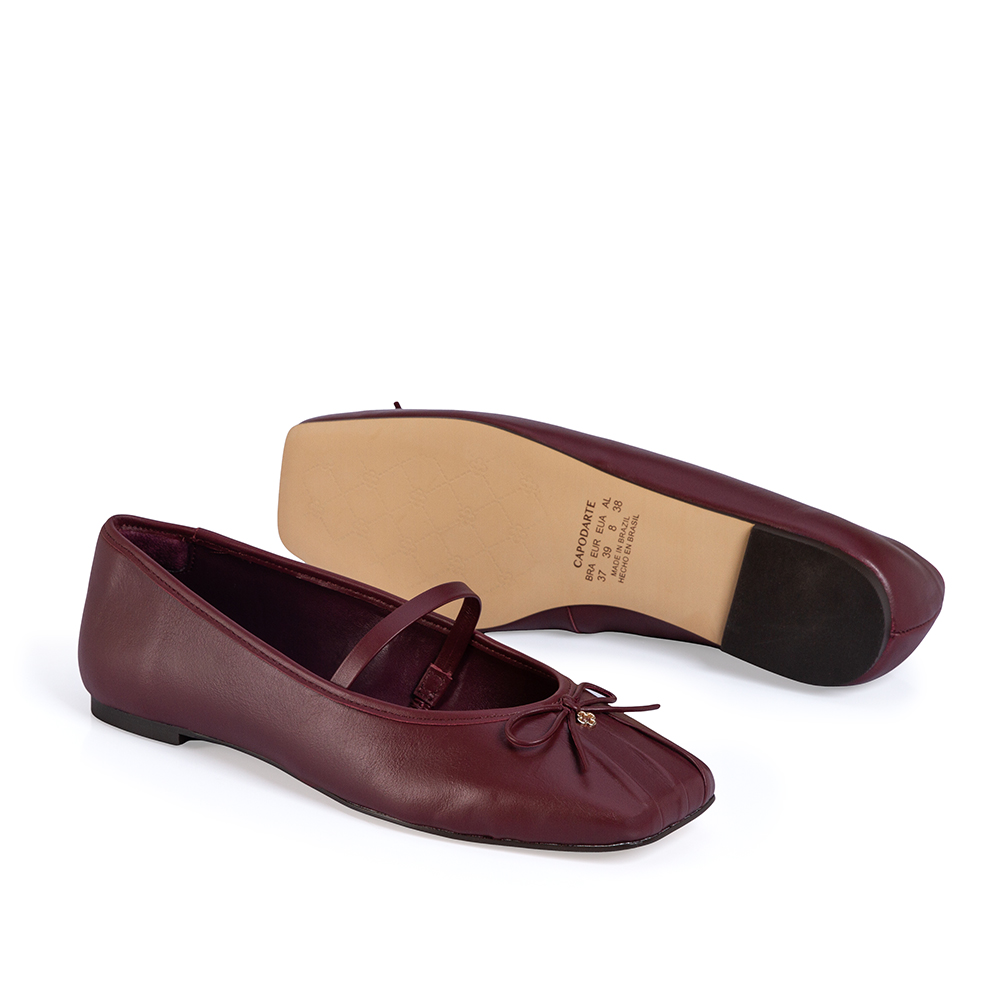SAPATILHA BICO QUADRADO DE COURO BORGONHA image number 2
