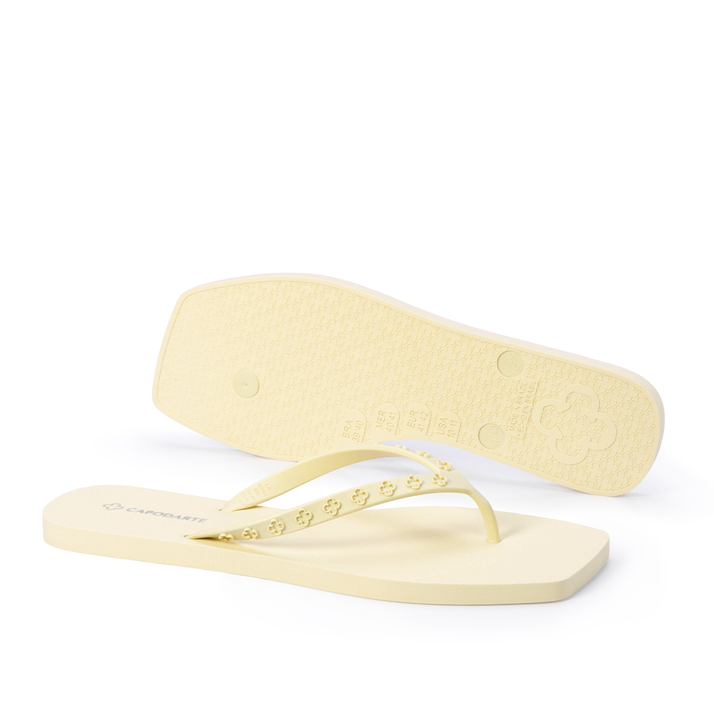 CHINELO DE DEDO BICO QUADRADO CREME BRULLE TIRAS MONOGRAMA image number 3