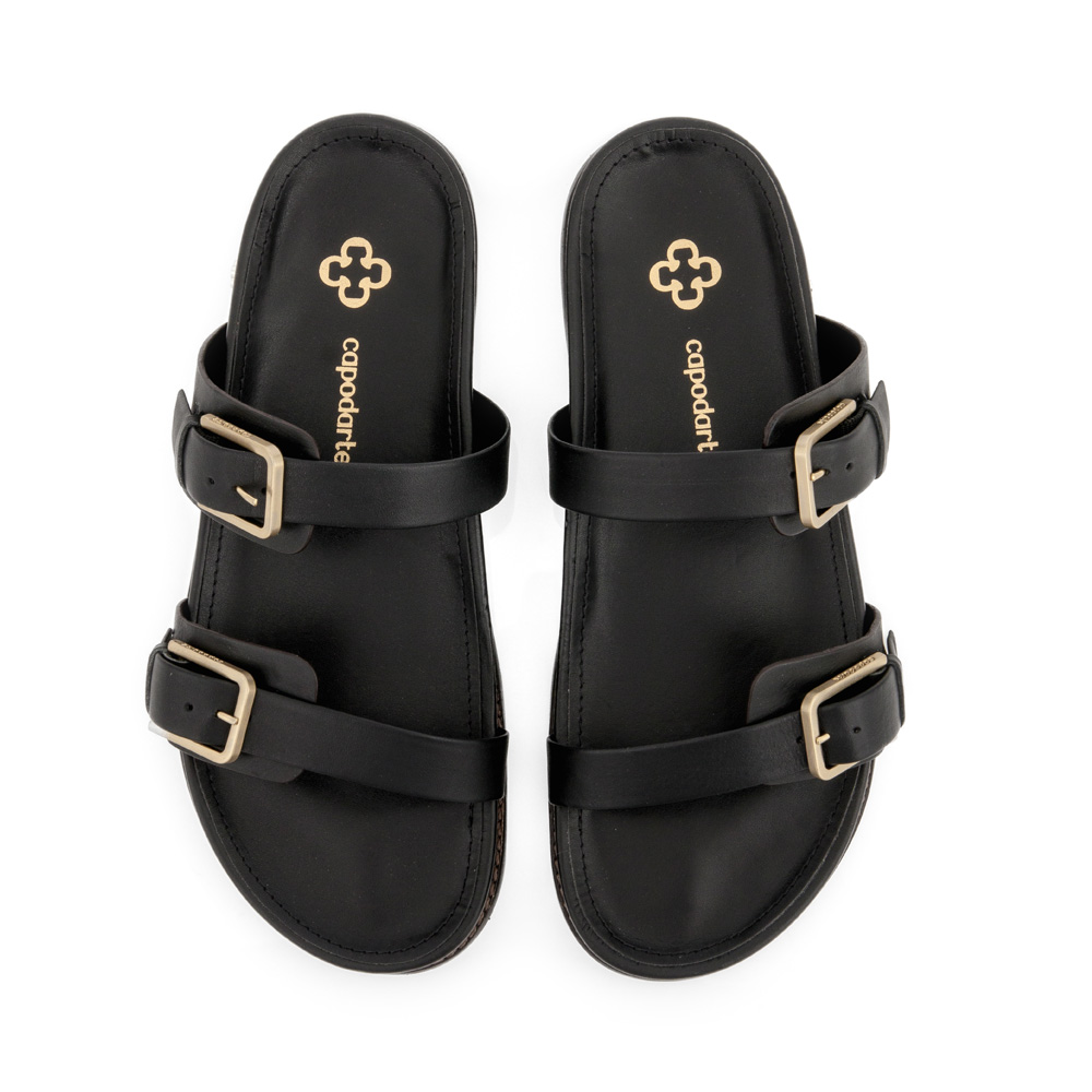 CHINELO PAPETE PRETO DE COURO FIVELAS image number 4