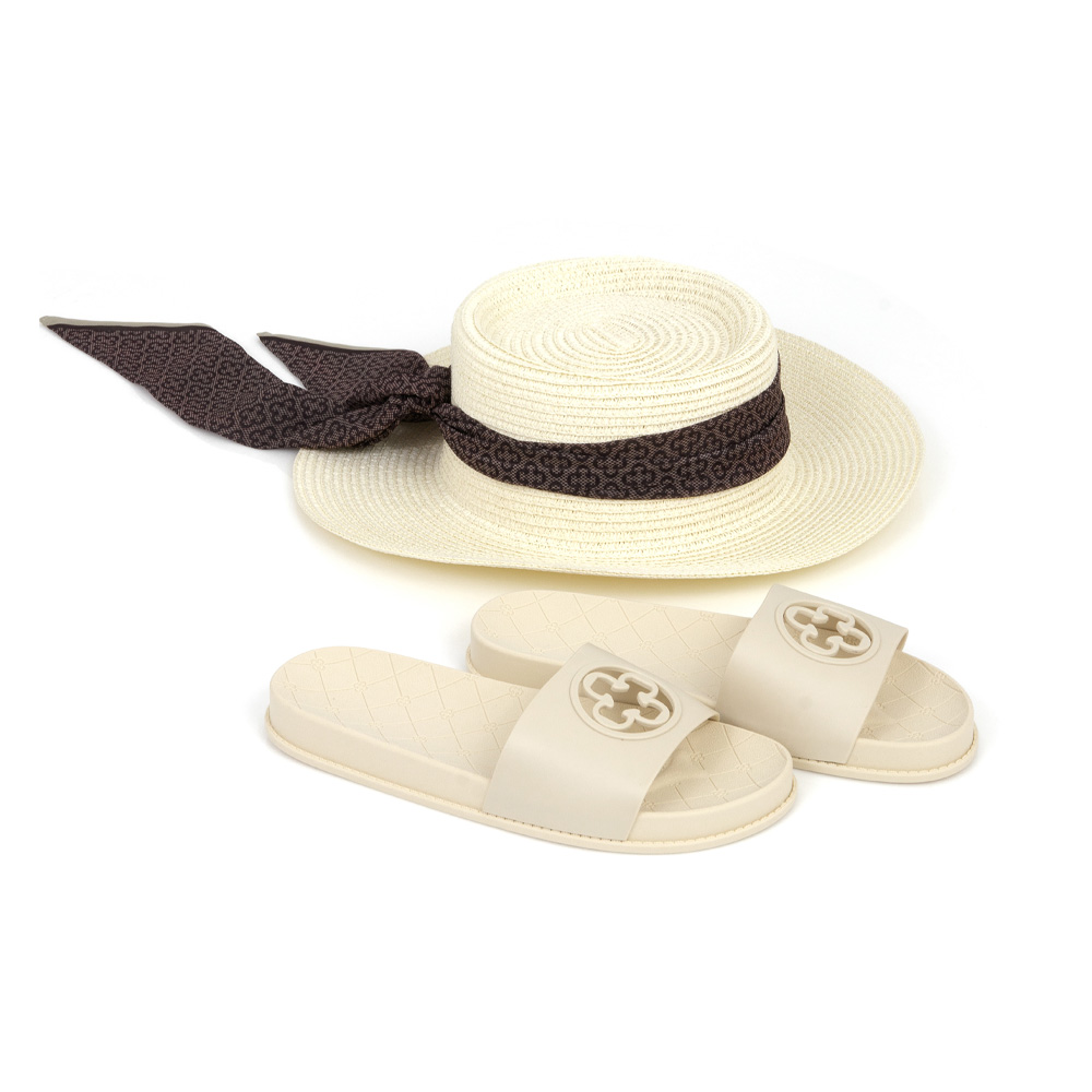 KIT CHINELO BEGE E CHAP&Eacute;U COM LEN&Ccedil;O image number 0