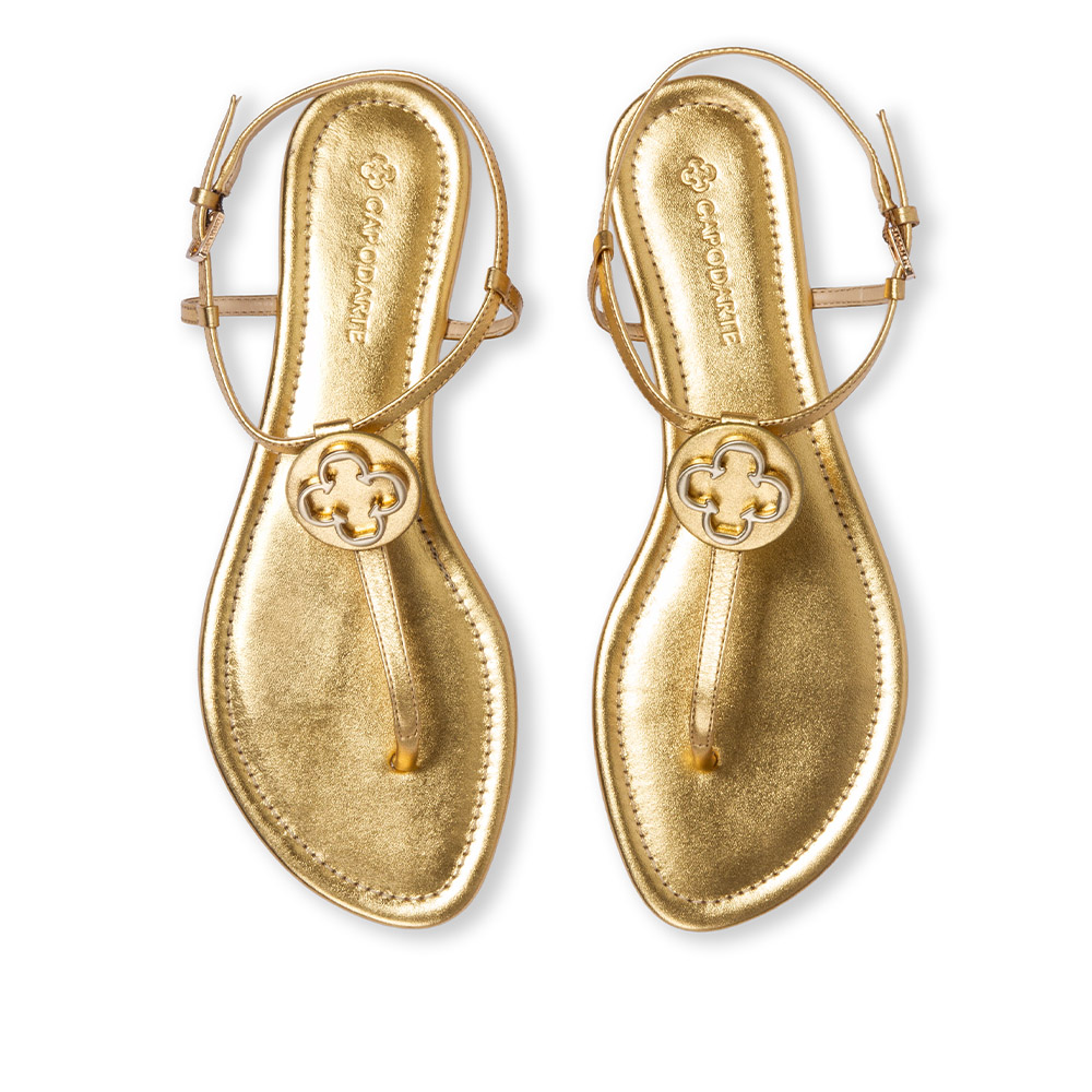 SAND&Aacute;LIA RASTEIRA DE COURO DOURADA METALIZADA image number 4