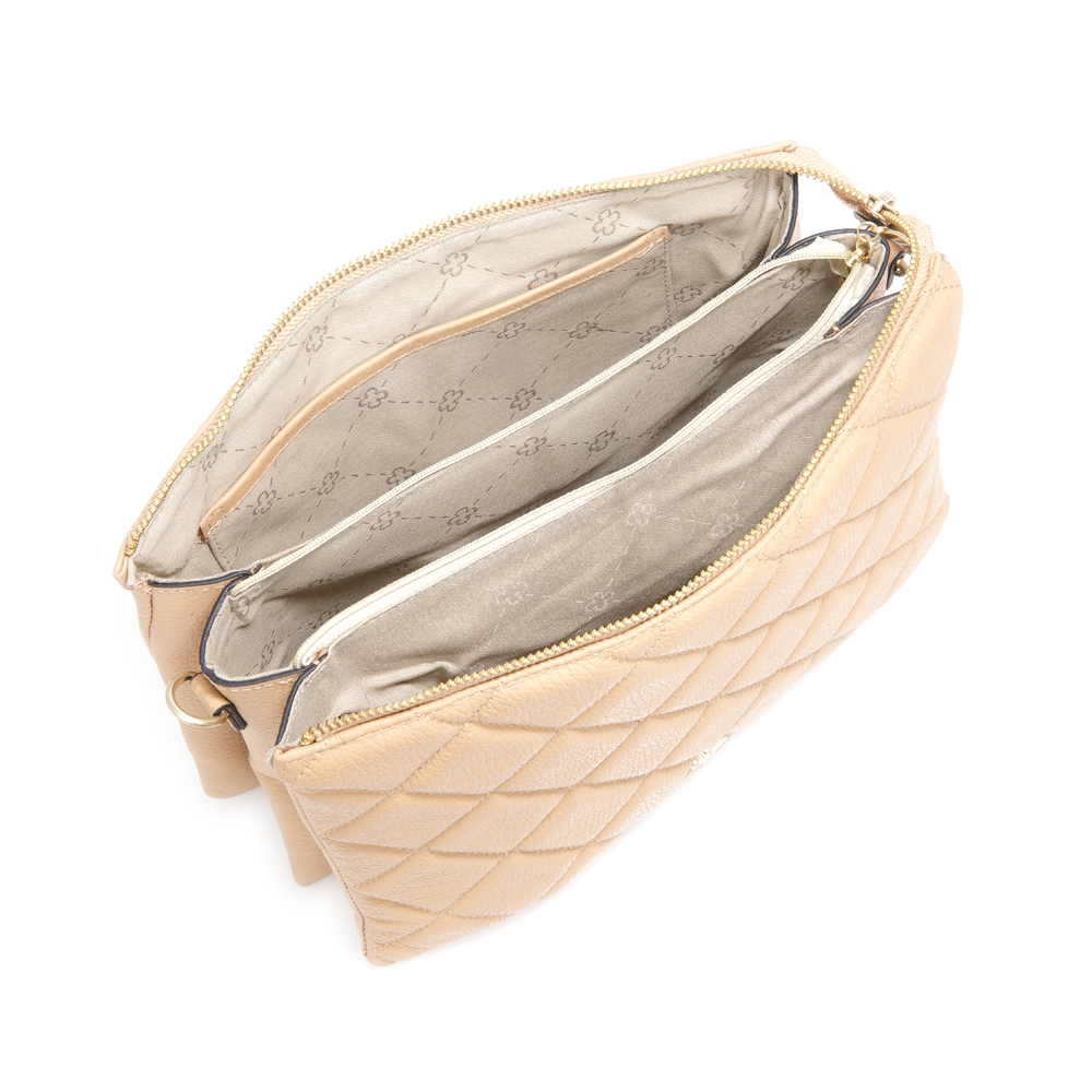 BOLSA PEQUENA TIRACOLO BEGE COURO MATELASS&Ecirc; image number 4