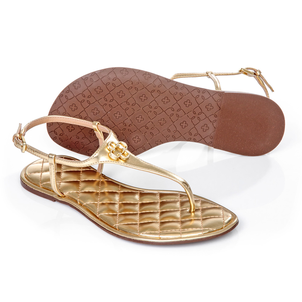 SANDÁLIA RASTEIRA DOURADA METALIZADA MATELASSÊ image number 3