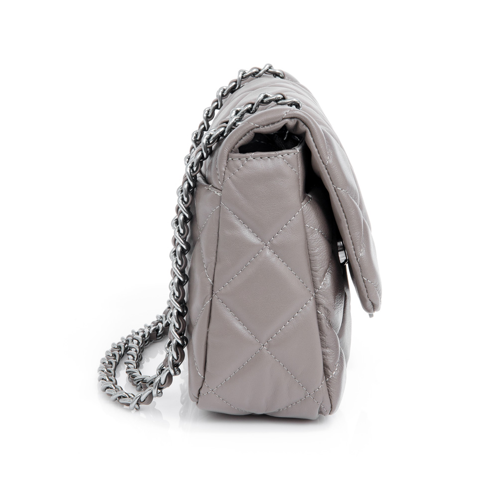 BOLSA SHOULDER BAG CINZA PETRA DE COURO MATELASS&Ecirc; image number 2