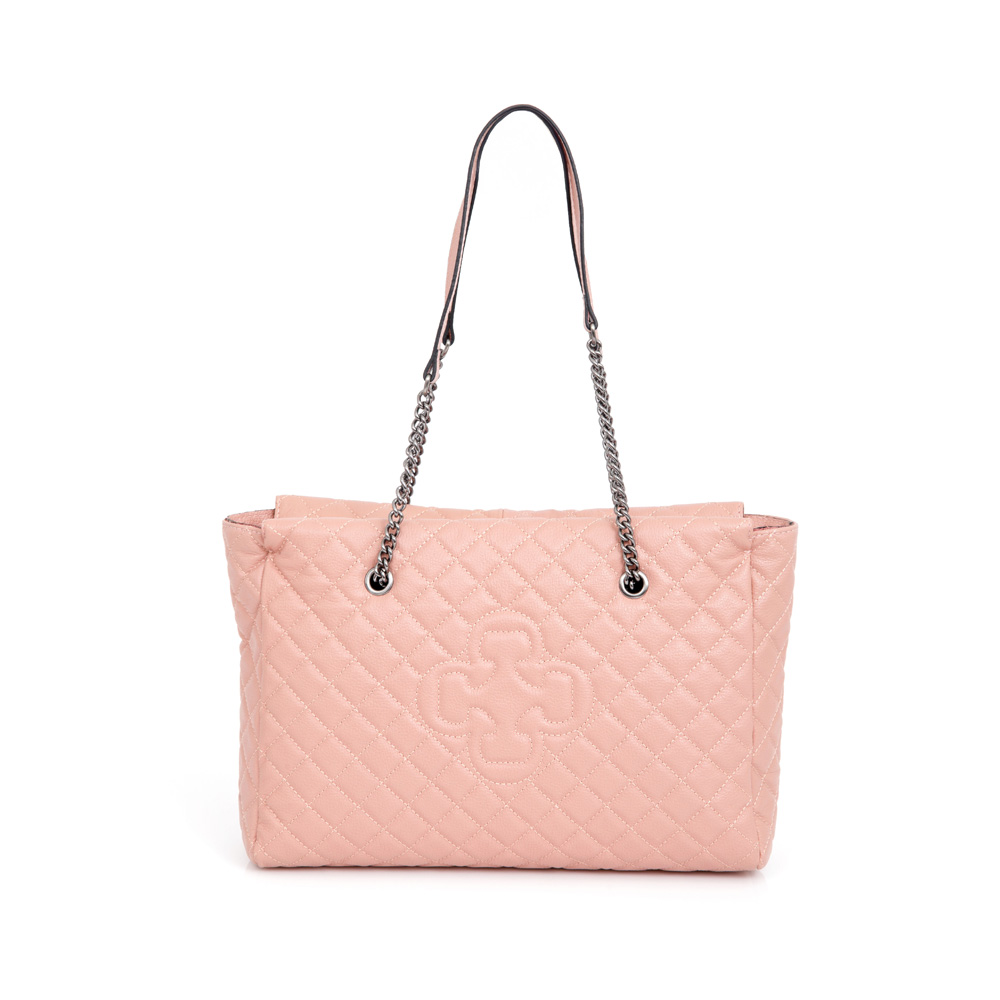 BOLSA MÉDIA COURO MATELASSÊ ROSA image number 0