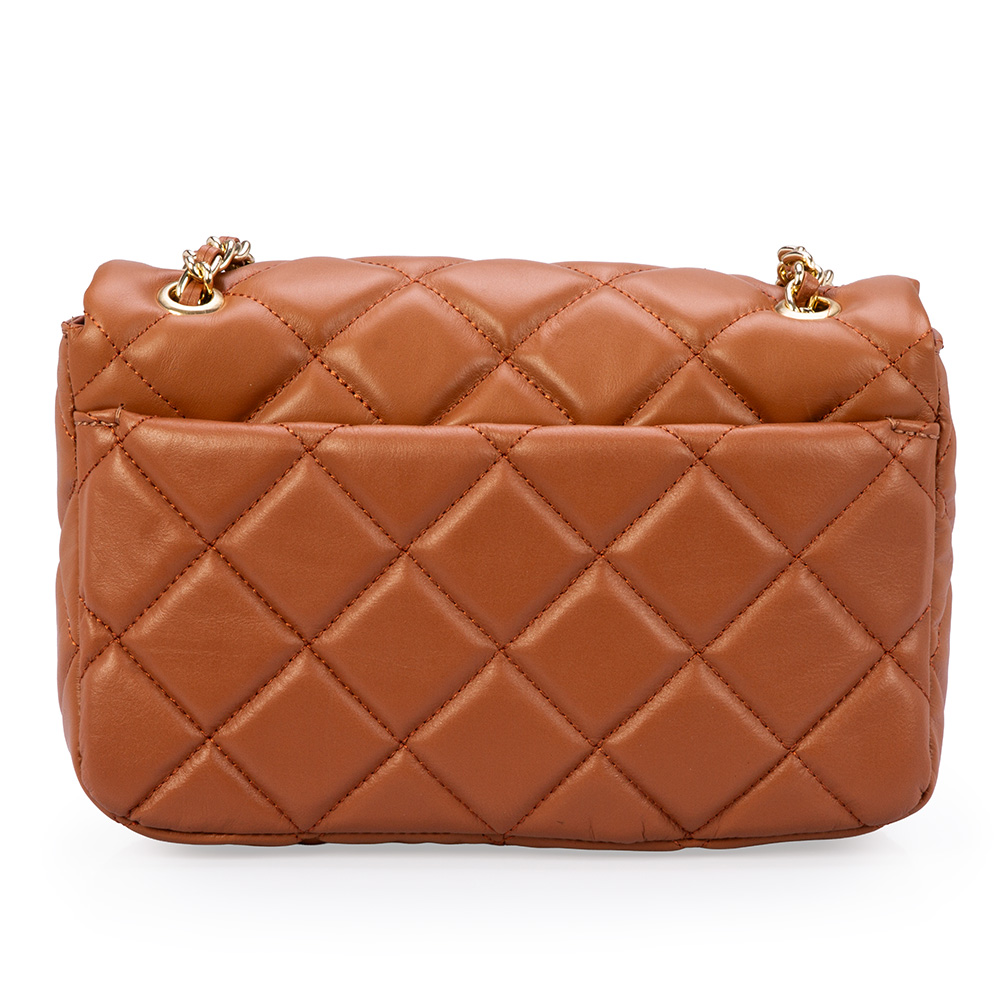 BOLSA CARAMELO DE COURO MATELASS&Ecirc; AL&Ccedil;A CORRENTE image number 2