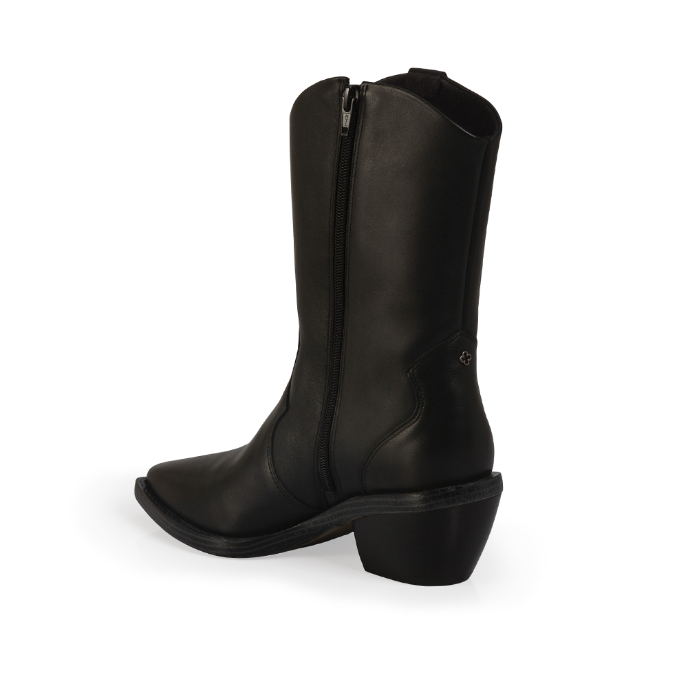 BOTA CANO M&Eacute;DIO PRETO DE COURO image number 3