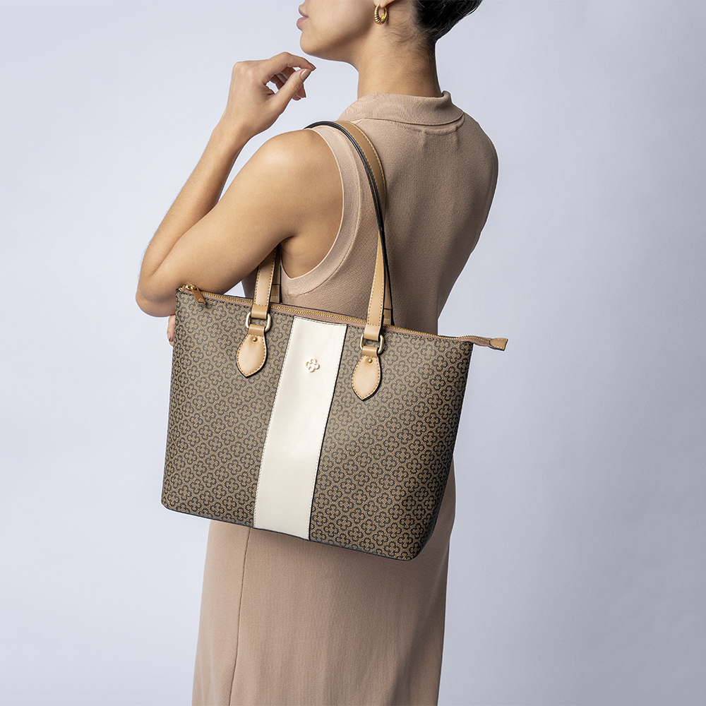 BOLSA SHOPPER BEGE RÁFIA MONOGRAMA image number 3