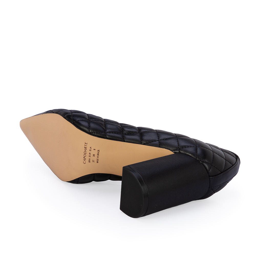 SCARPIN SALTO BLOCO PRETO DE COURO MATELASS&Ecirc; image number 3
