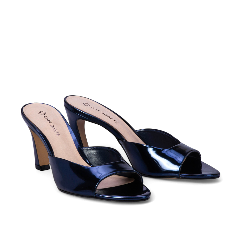 MULE SALTO M&Eacute;DIO MARINHO AZZURRO DE COURO SPECCHIO image number 2