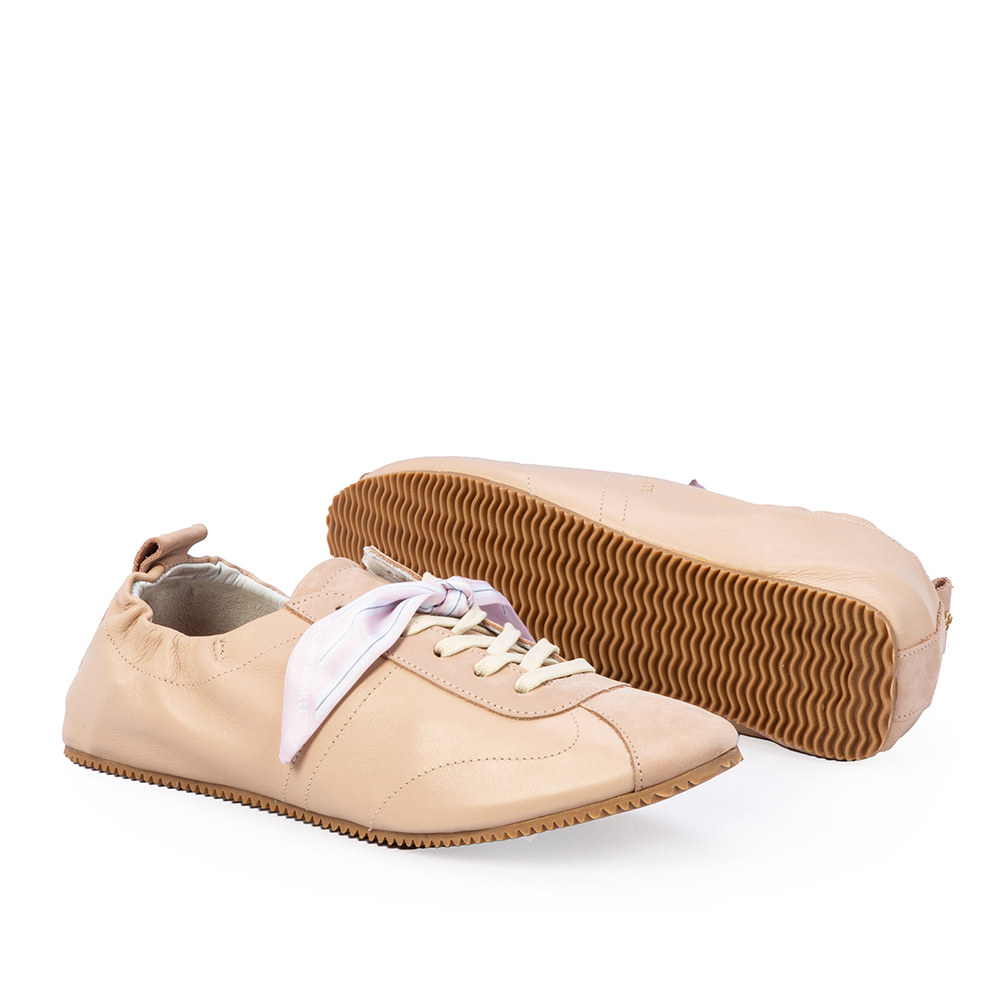 T&Ecirc;NIS FEMININO NUDE SEDA DE COURO BALLERINA SNEAKERS image number 3