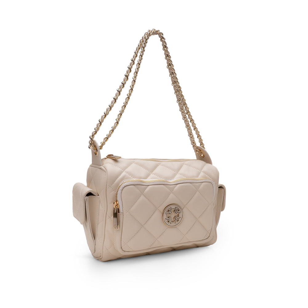 BOLSA DE COURO BEGE VANILLA MATELASSÊ ALÇA CORRENTE SHOULDER BAG image number 1