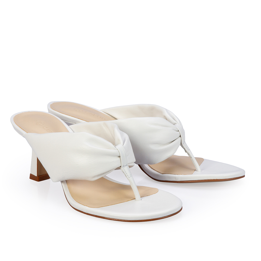 MULE SALTO M&Eacute;DIO BRANCA COURO PUFFER image number 2