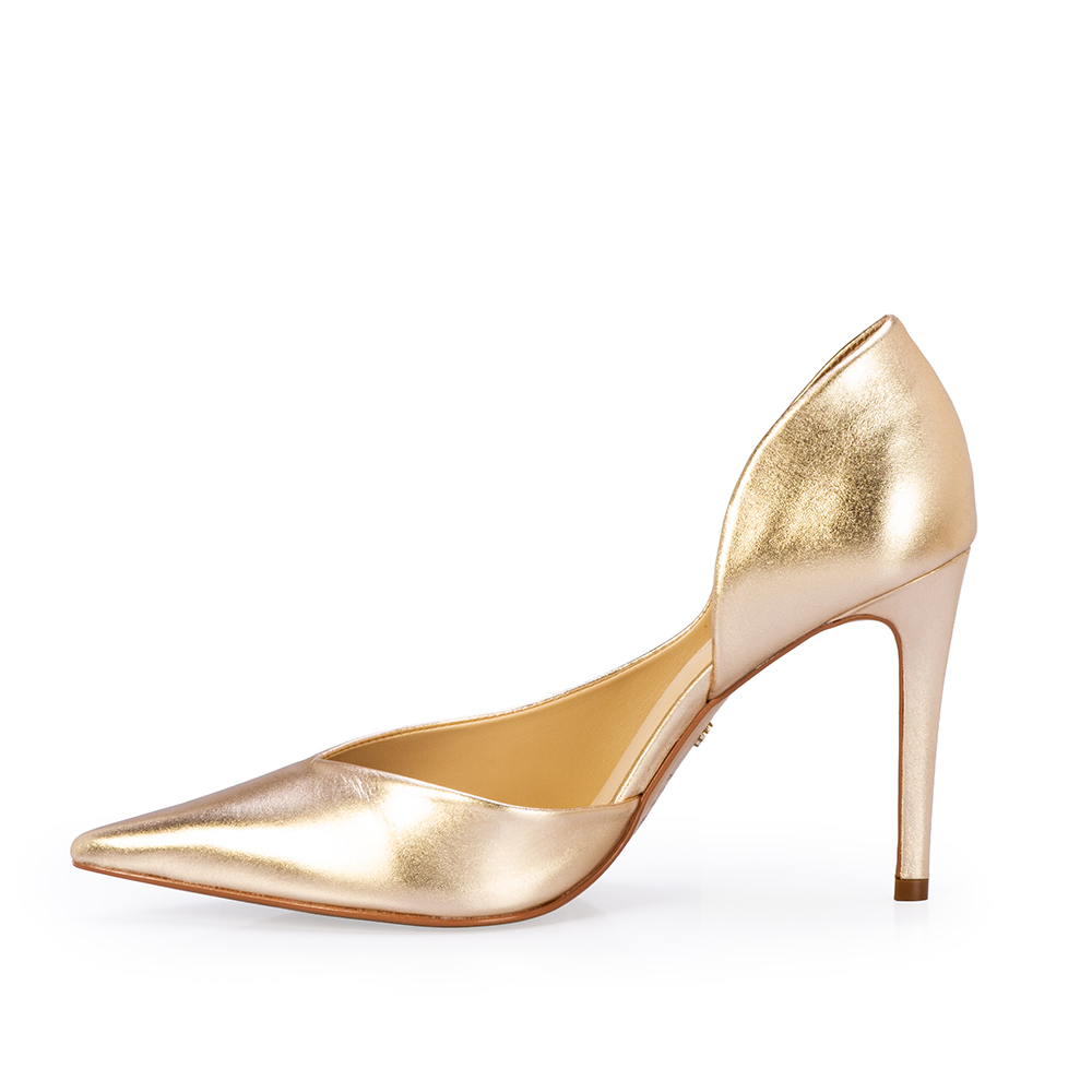 SCARPIN SALTO ALTO DOURADO DE COURO METALIZADO image number 2